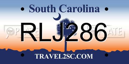 RLJ286 South Carolina License Plate