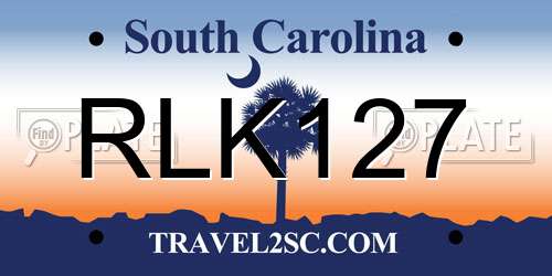 RLK127 South Carolina License Plate