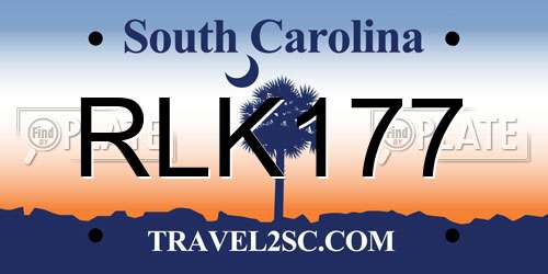 RLK177 South Carolina License Plate