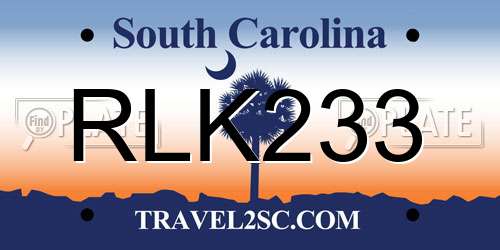 RLK233 South Carolina License Plate
