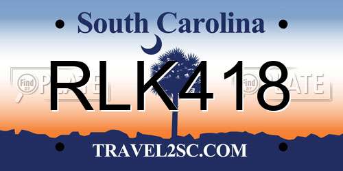 RLK418 South Carolina License Plate