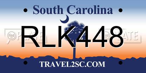 RLK448 South Carolina License Plate