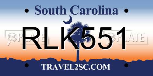 RLK551 South Carolina License Plate
