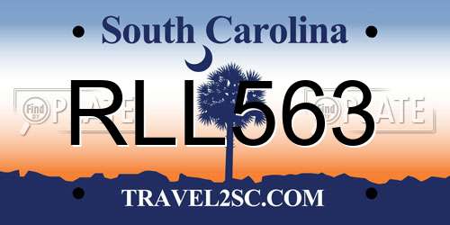 RLL563 South Carolina License Plate