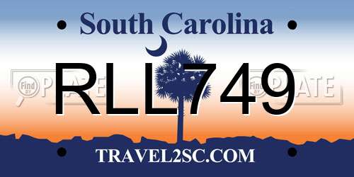 RLL749 South Carolina License Plate
