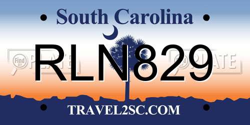 RLN829 South Carolina License Plate