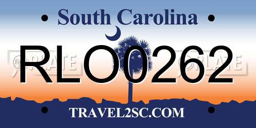 RLO0262 South Carolina License Plate