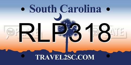 RLP318 South Carolina License Plate