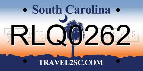 RLQ0262 South Carolina License Plate