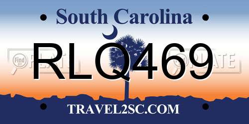RLQ469 South Carolina License Plate
