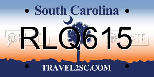 RLQ615 South Carolina License Plate