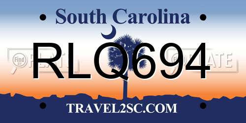 RLQ694 South Carolina License Plate