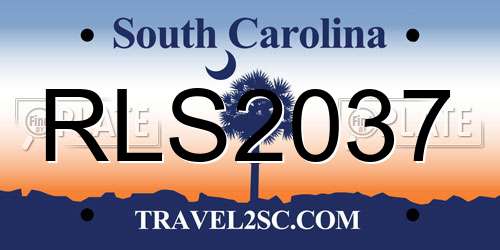 RLS2037 South Carolina License Plate