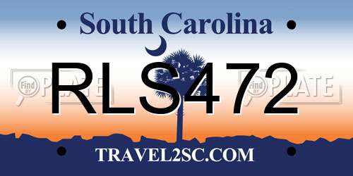RLS472 South Carolina License Plate
