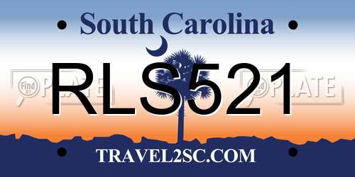 RLS521 South Carolina License Plate