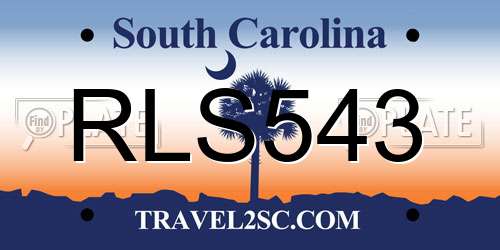 RLS543 South Carolina License Plate