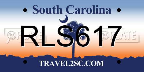 RLS617 South Carolina License Plate