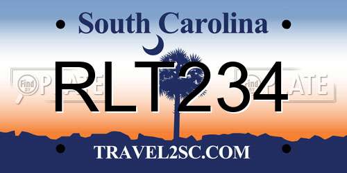 RLT234 South Carolina License Plate