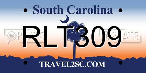 RLT309 South Carolina License Plate