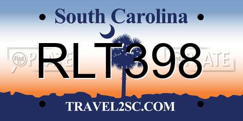 RLT398 South Carolina License Plate