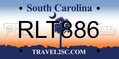 RLT886 South Carolina License Plate