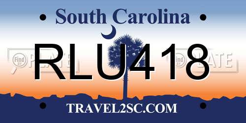 RLU418 South Carolina License Plate