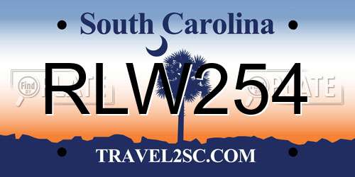RLW254 South Carolina License Plate