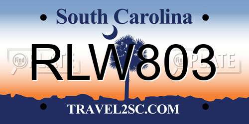 RLW803 South Carolina License Plate