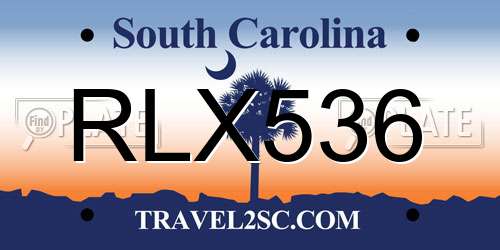 RLX536 South Carolina License Plate