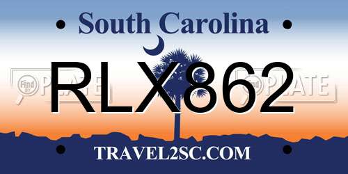 RLX862 South Carolina License Plate
