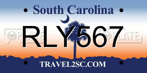 RLY567 South Carolina License Plate