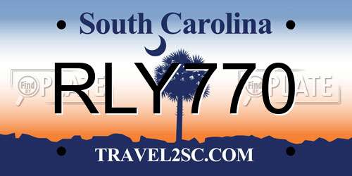 RLY770 South Carolina License Plate