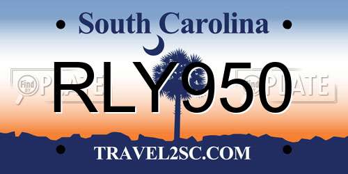 RLY950 South Carolina License Plate