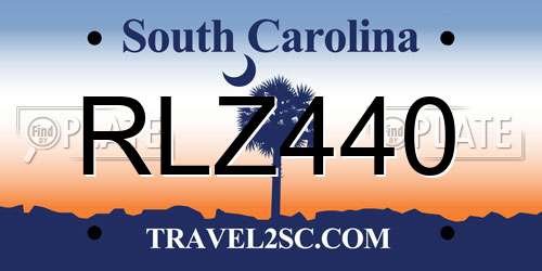 RLZ440 South Carolina License Plate