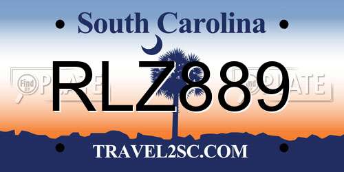 RLZ889 South Carolina License Plate