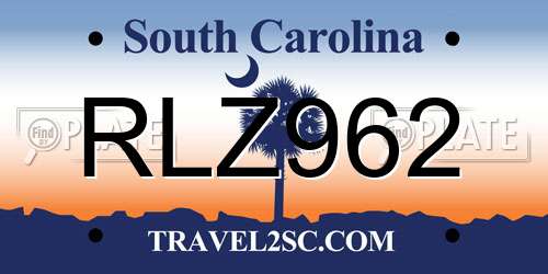 RLZ962 South Carolina License Plate