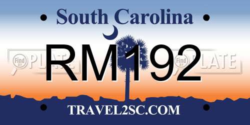 RM192 South Carolina License Plate