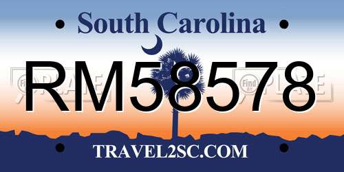RM58578 South Carolina License Plate