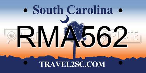 RMA562 South Carolina License Plate