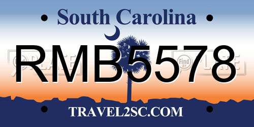 RMB5578 South Carolina License Plate
