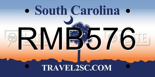 RMB576 South Carolina License Plate