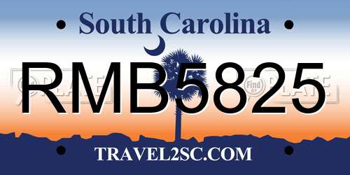 RMB5825 South Carolina License Plate