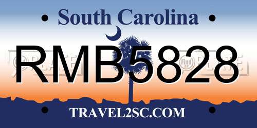 RMB5828 South Carolina License Plate