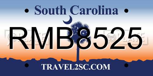 RMB8525 South Carolina License Plate