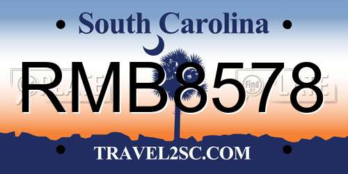 RMB8578 South Carolina License Plate