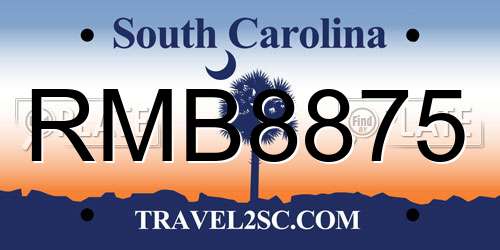 RMB8875 South Carolina License Plate