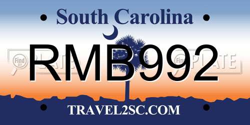 RMB992 South Carolina License Plate
