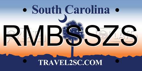 RMBSSZS South Carolina License Plate