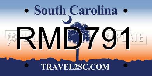 RMD791 South Carolina License Plate