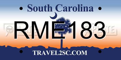 RME183 South Carolina License Plate
